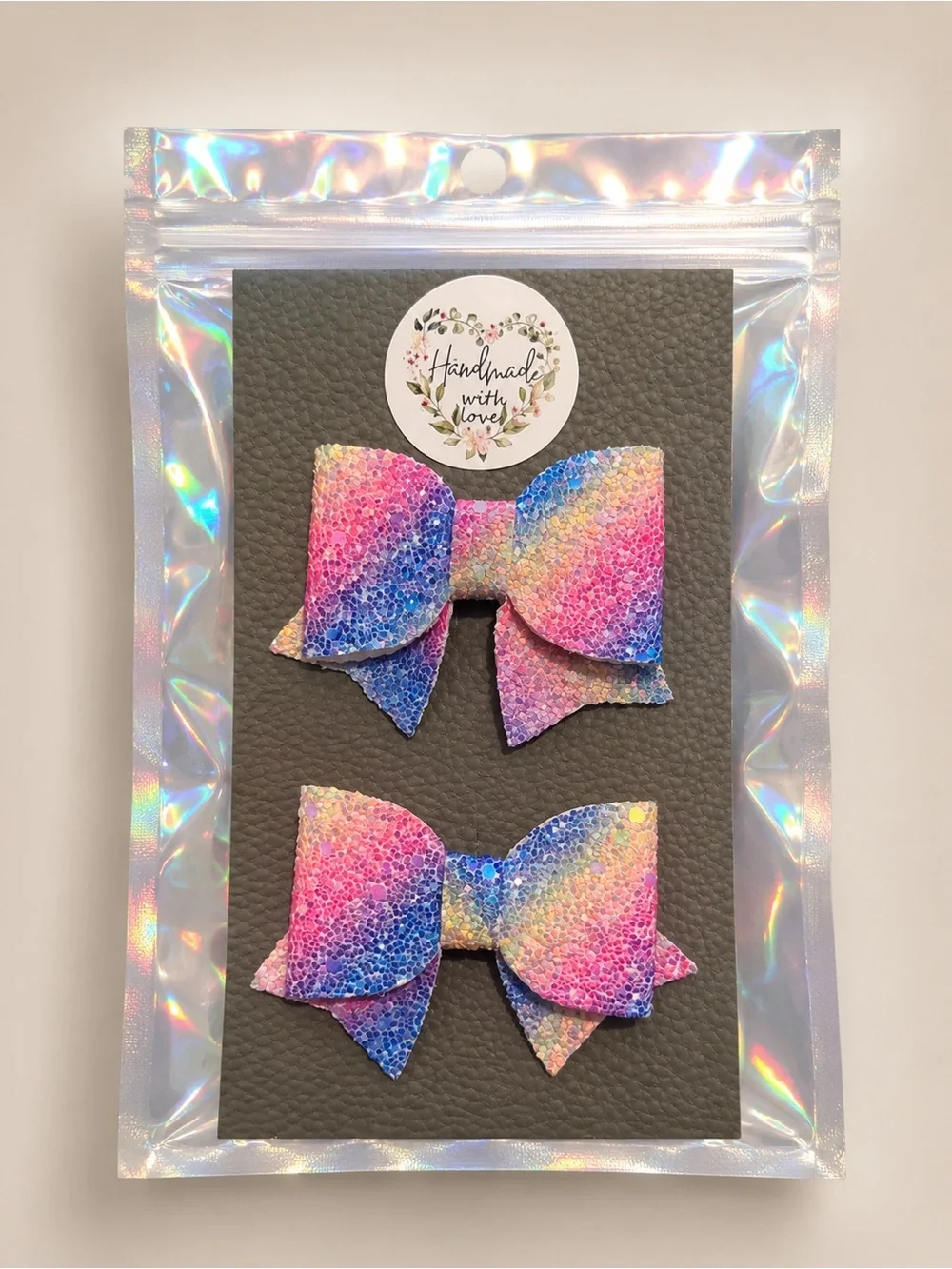Handmade Brand New Rainbow Glitter Bow Clips for Kids by Willow Love Bows